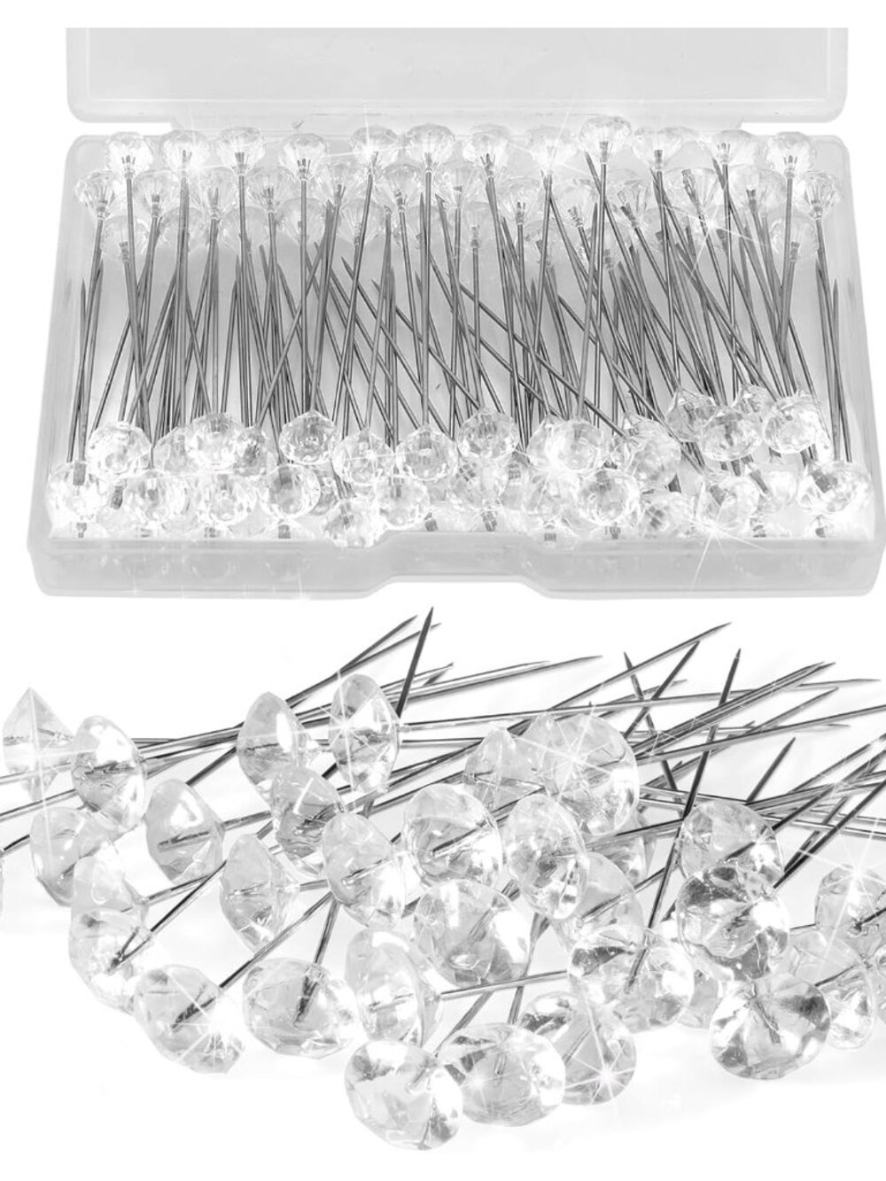100pcs Diamond Pins for Bouquets, 2.1 Inch Floral Pins,Corsage Pins,Boutonniere